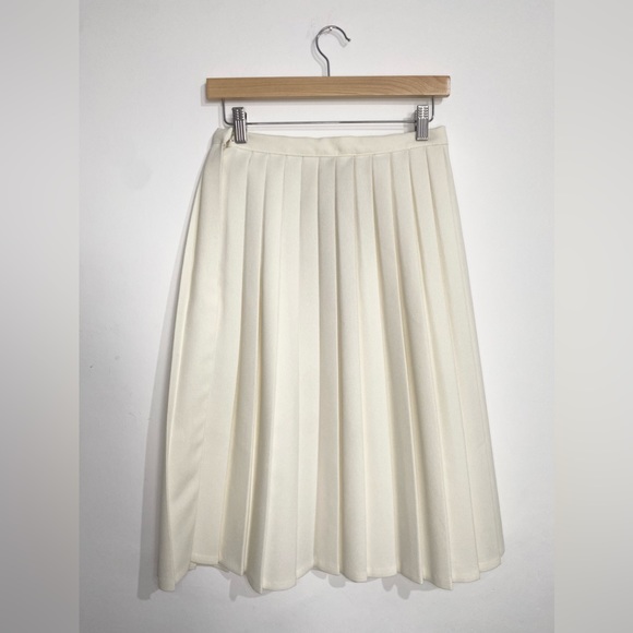 Vintage St Michael Pleated Cream Long Tennis Skirt Size 8 - Picture 9 of 14